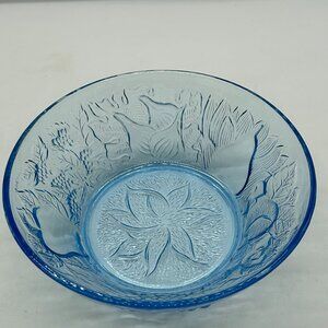 KIG Indonesia Pressed Glass Fruit Light Blue Serving Bowl 8 5/8"